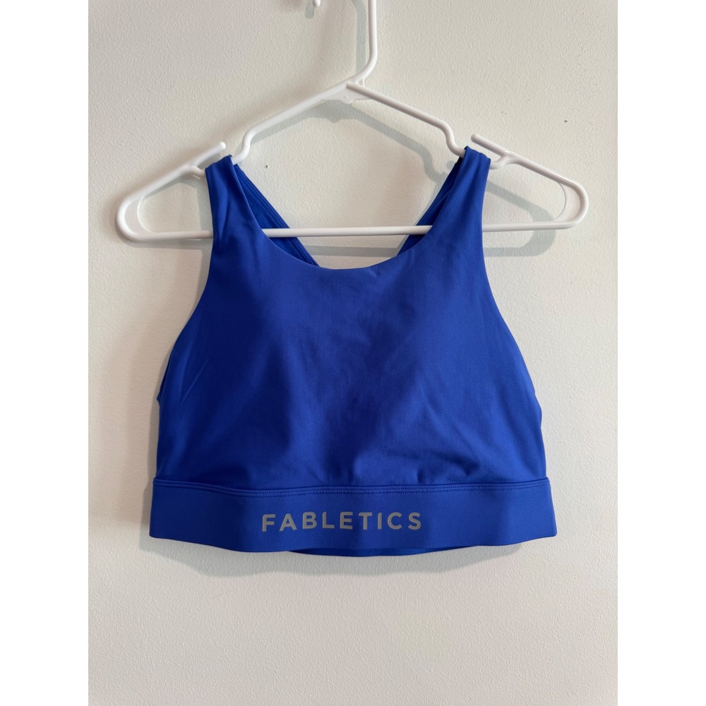 Fabletics‎ Cross Back Sports Bra Womens Medium Blue Moisture Wicking performance